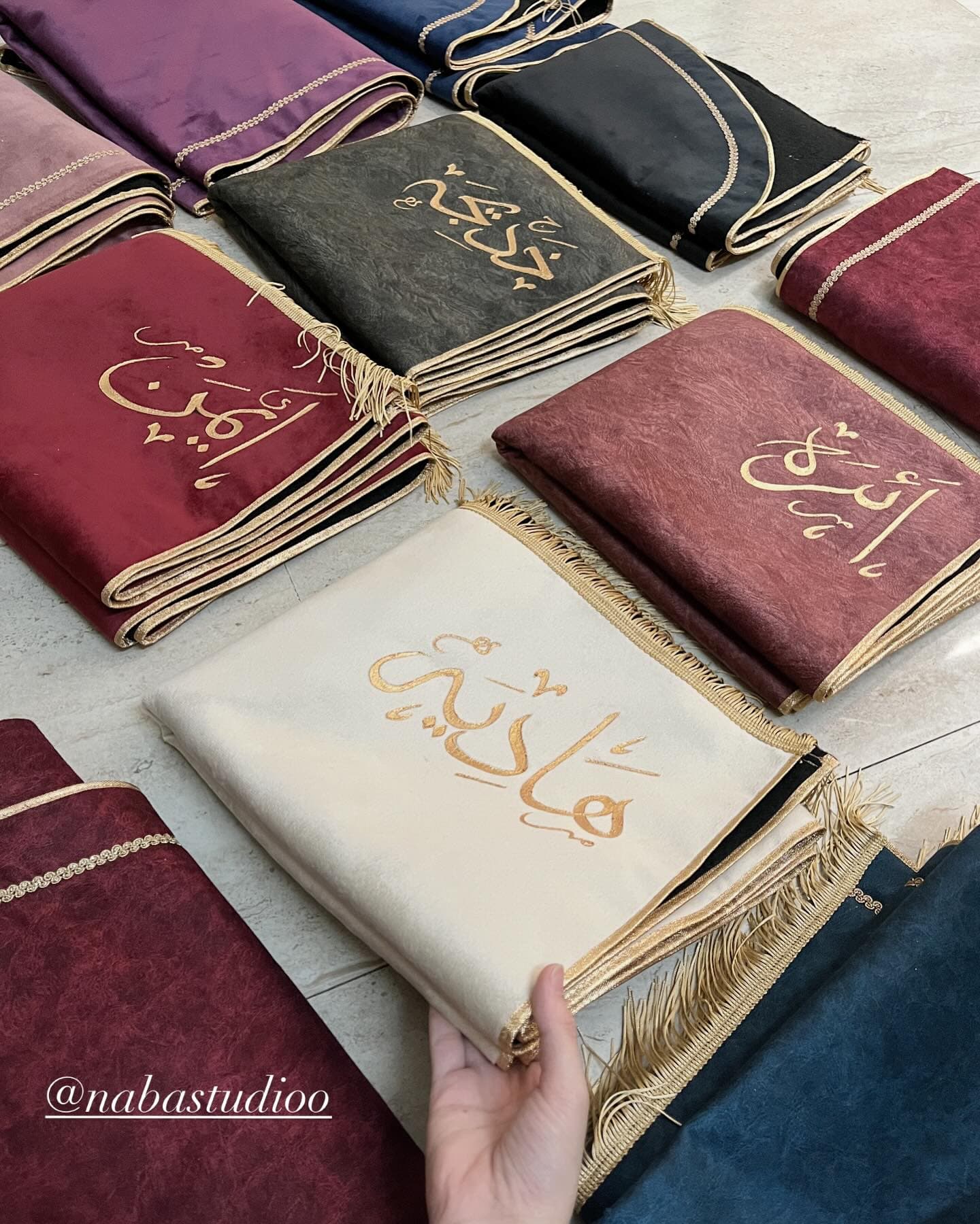 Naba Studio luxury velvet Janamaz collection stack