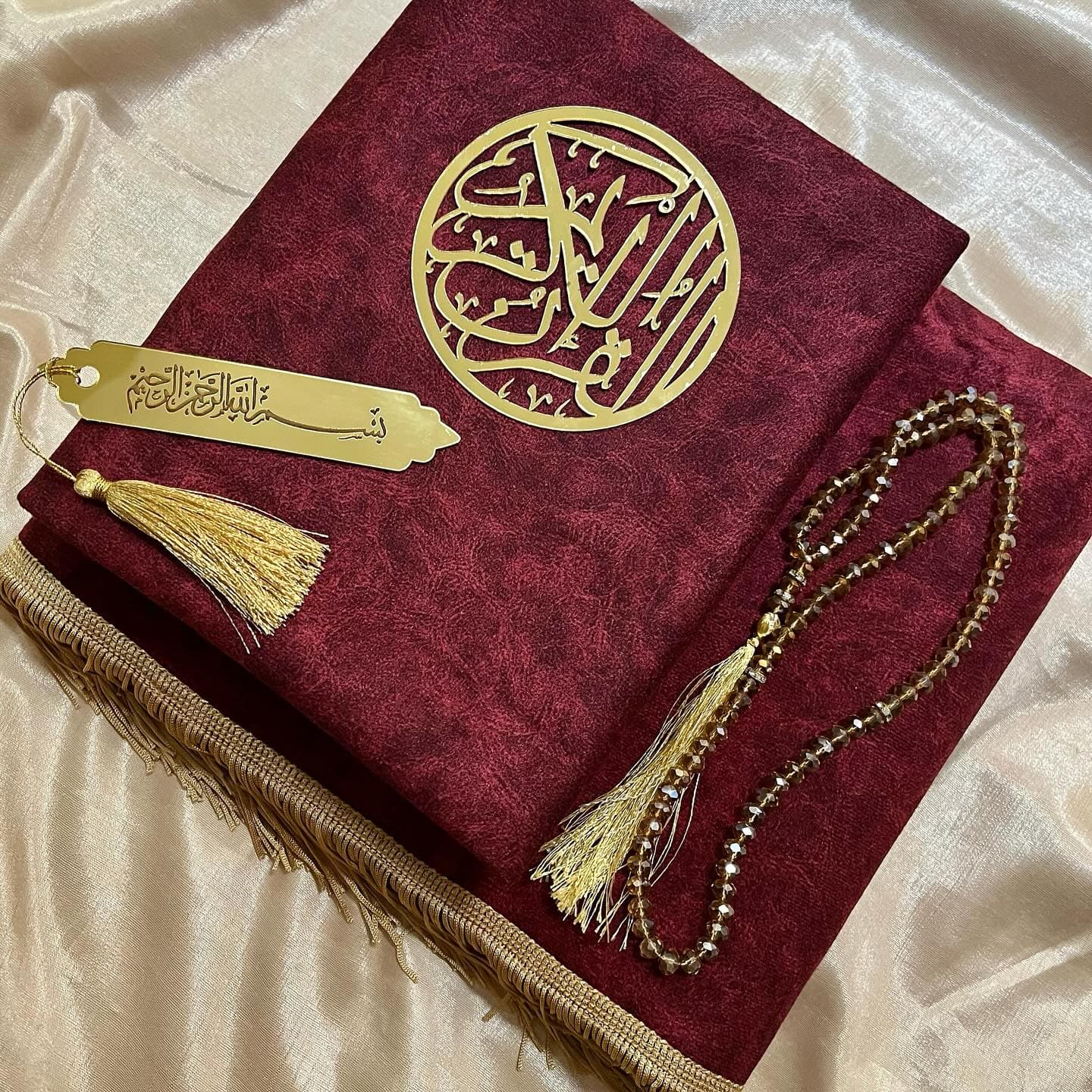 Burgundy wine velvet Quran cover